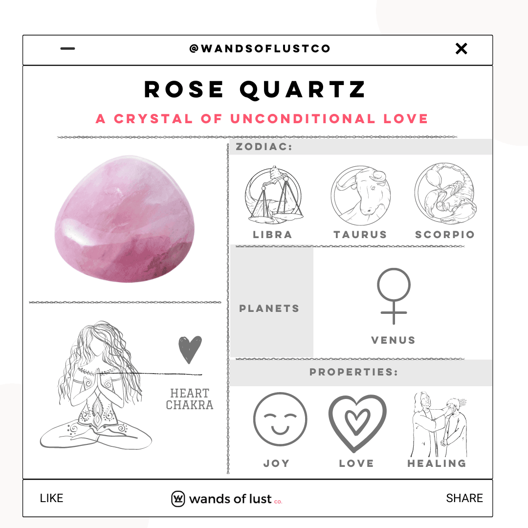 Crystal & Botanical Scented Candle Rose Quartz ~ Balance the physical heart with lov - Wands of Lust Co